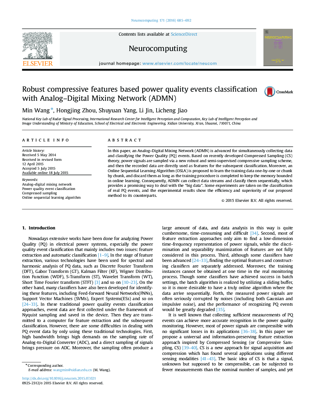 عکس صفحه اول مقاله: Robust compressive features based power quality events classification with Analog–Digital Mixing Network (ADMN) Robust compressive features based power quality events classification with Analog–Digital Mixing Network (ADMN)