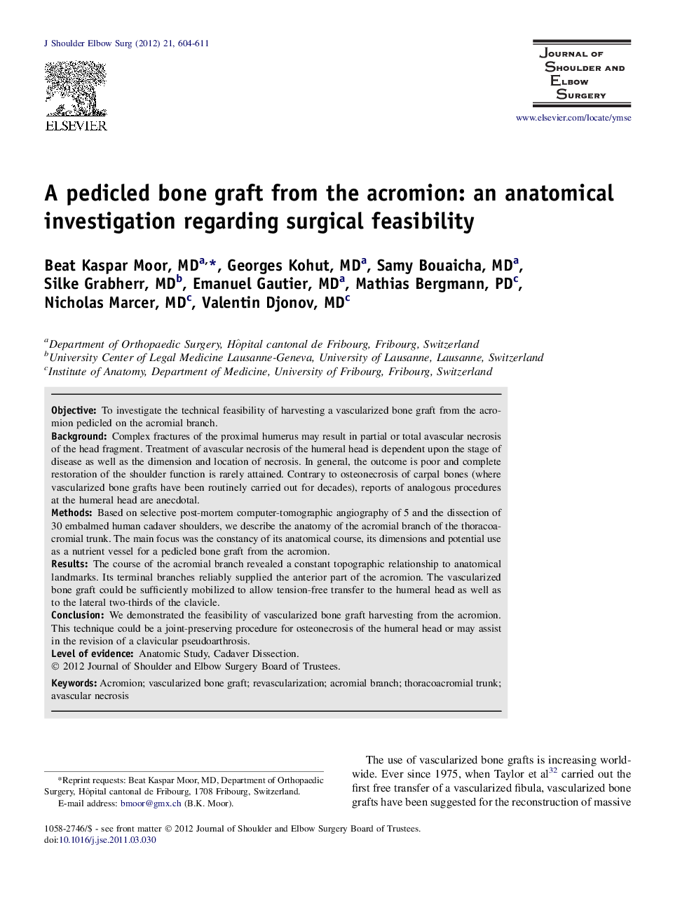 A pedicled bone graft from the acromion: an anatomical investigation regarding surgical feasibility