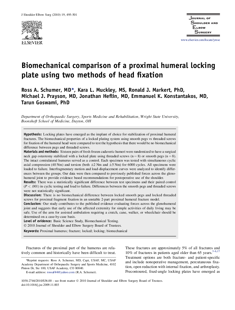 Biomechanical comparison of a proximal humeral locking plate using two methods of head fixation
