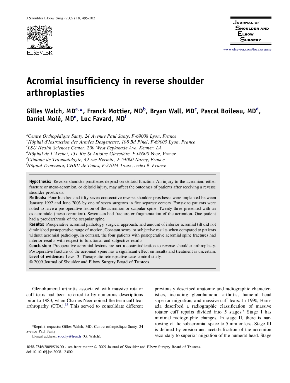Acromial insufficiency in reverse shoulder arthroplasties