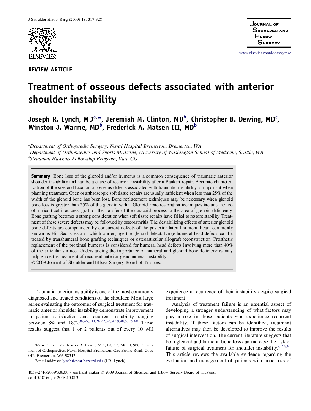 Treatment of osseous defects associated with anterior shoulder instability