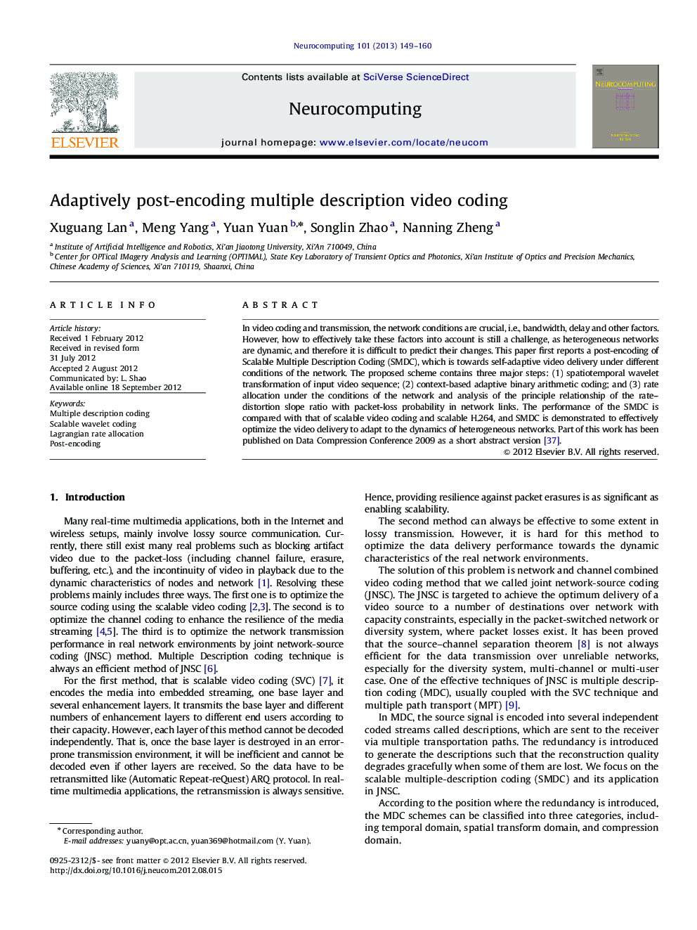 Adaptively post-encoding multiple description video coding