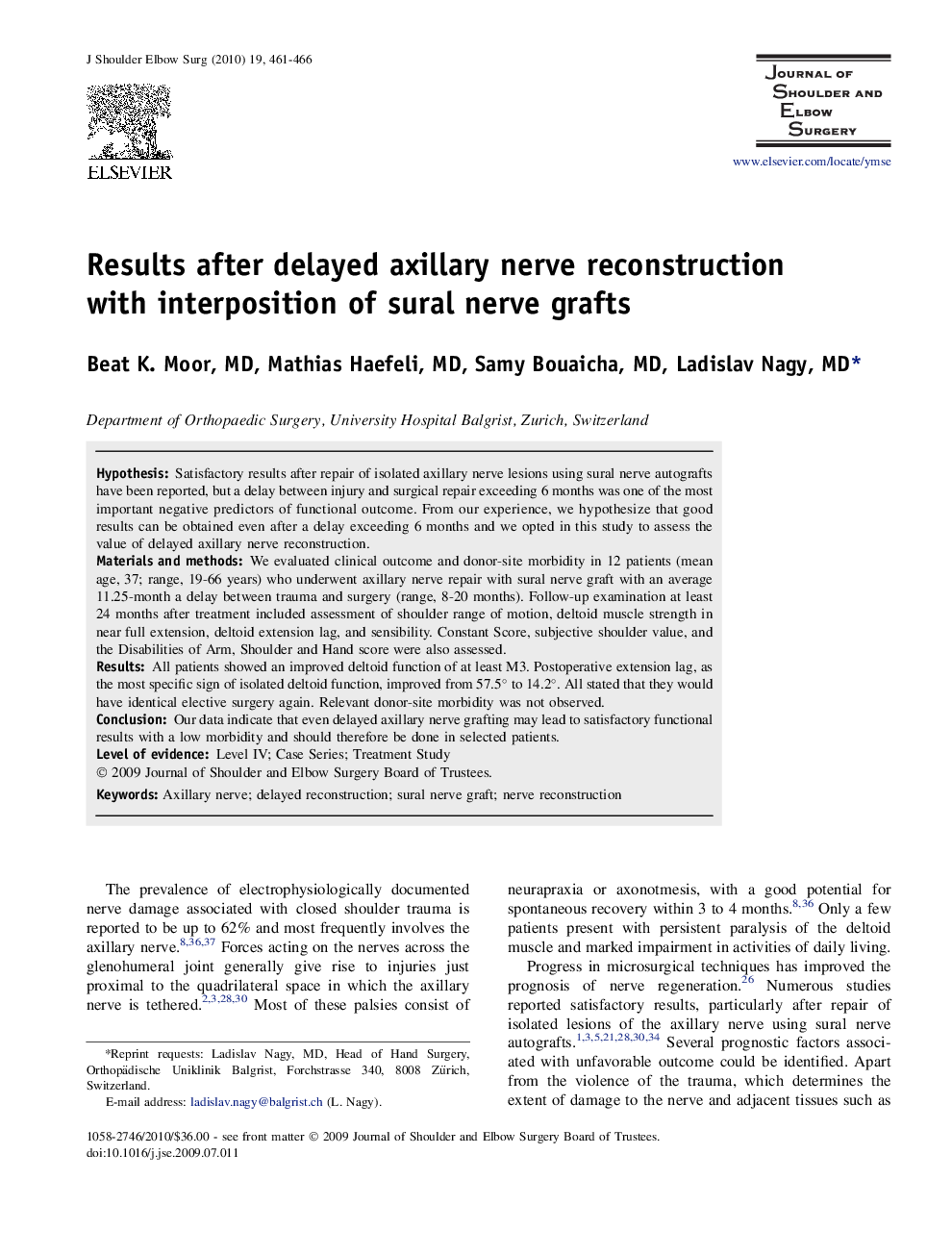 Results after delayed axillary nerve reconstruction with interposition of sural nerve grafts