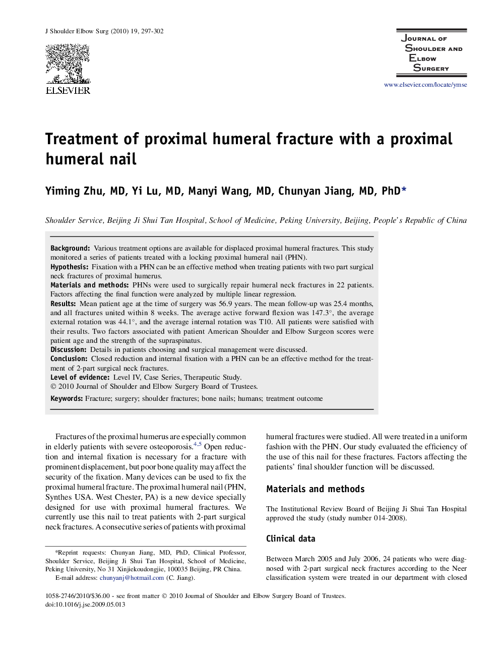 Treatment of proximal humeral fracture with a proximal humeral nail