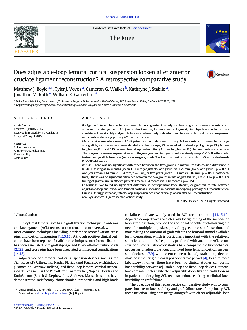 Does adjustable-loop femoral cortical suspension loosen after anterior cruciate ligament reconstruction? A retrospective comparative study