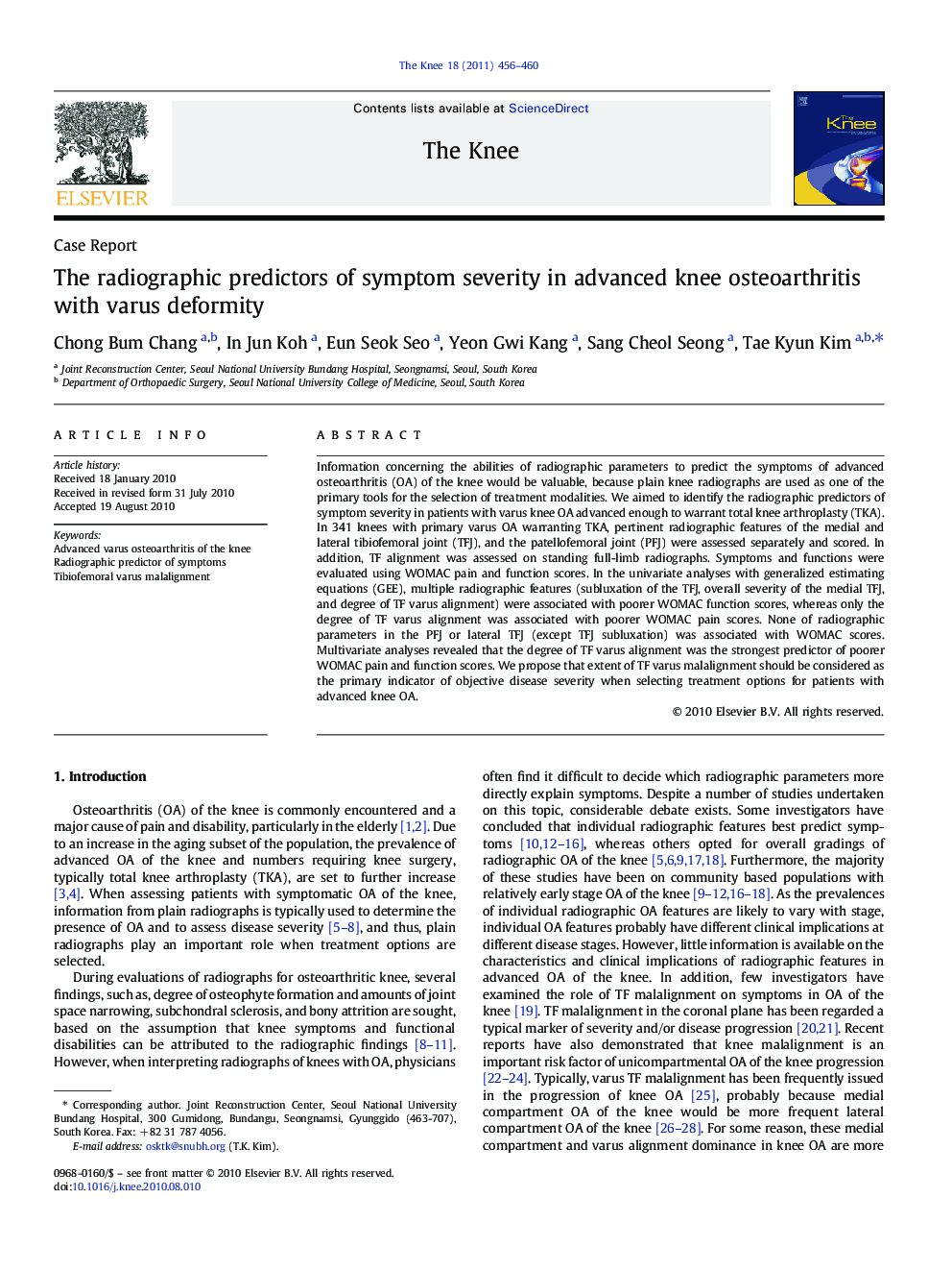 The radiographic predictors of symptom severity in advanced knee osteoarthritis with varus deformity