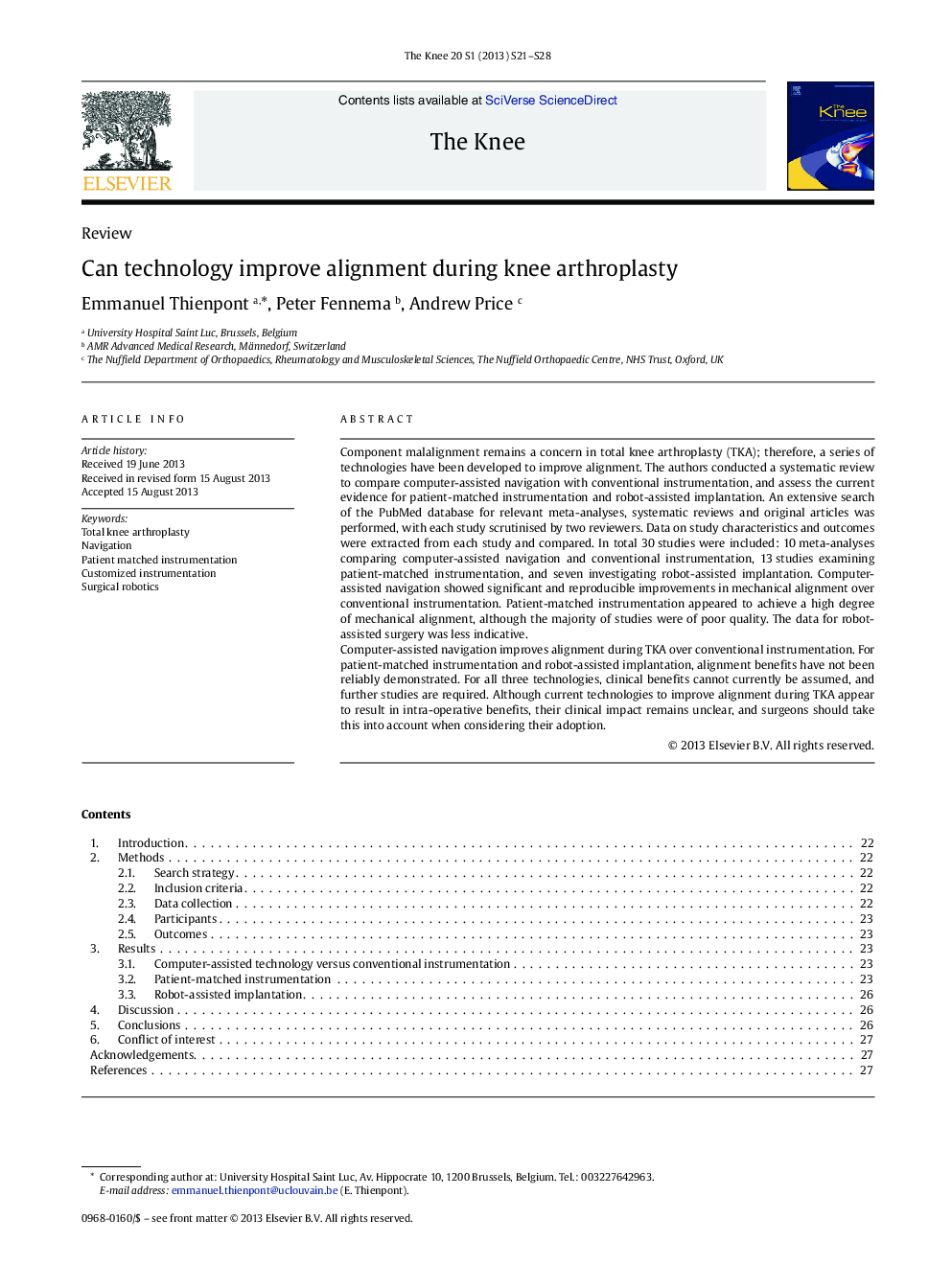 Can technology improve alignment during knee arthroplasty