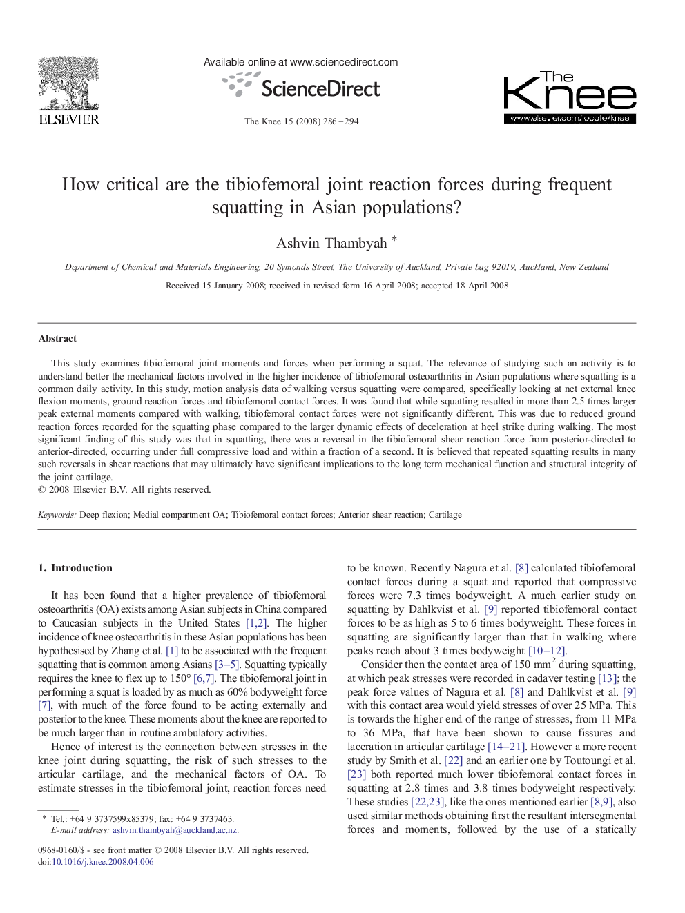 How critical are the tibiofemoral joint reaction forces during frequent squatting in Asian populations?