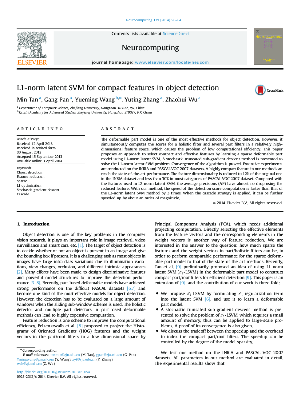 L1-norm latent SVM for compact features in object detection