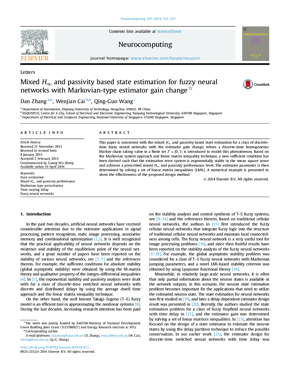 Mixed H∞ and passivity based state estimation for fuzzy neural networks with Markovian-type estimator gain change 