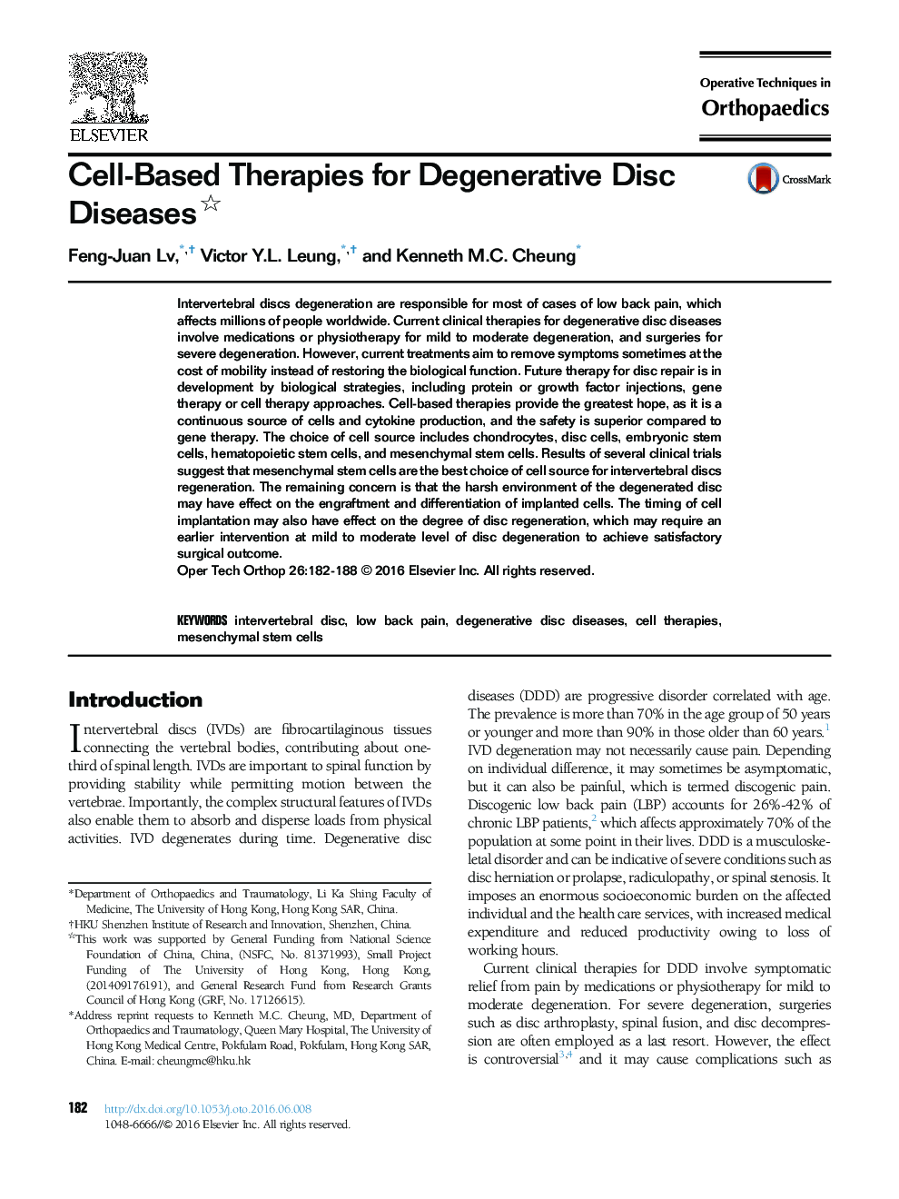 Cell-Based Therapies for Degenerative Disc Diseases 