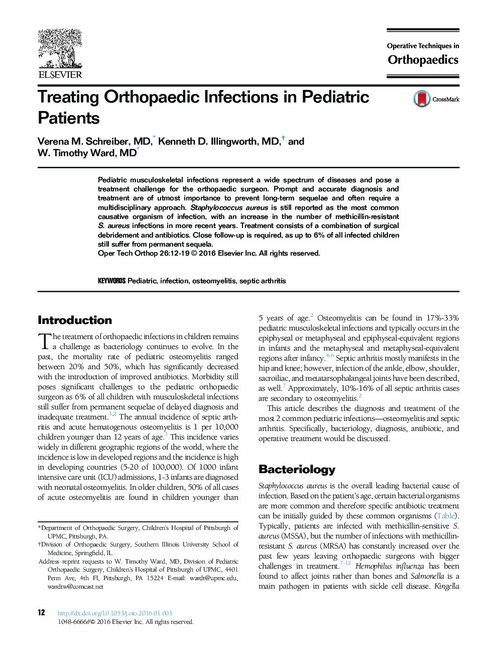 Treating Orthopaedic Infections in Pediatric Patients