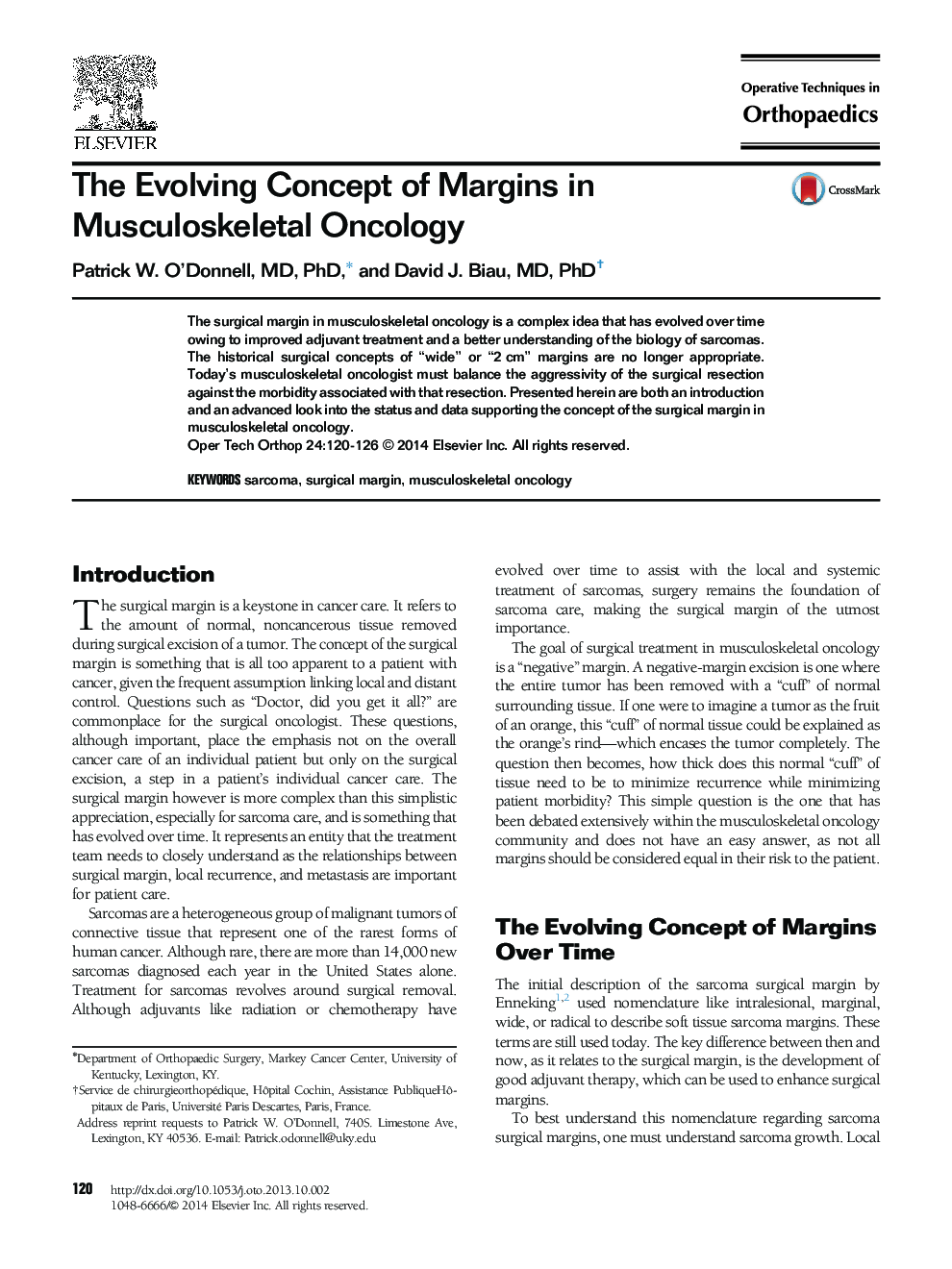 The Evolving Concept of Margins in Musculoskeletal Oncology