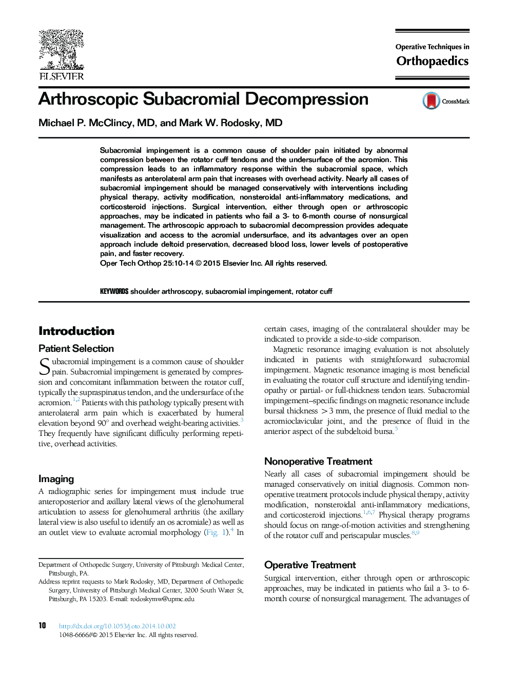 Arthroscopic Subacromial Decompression