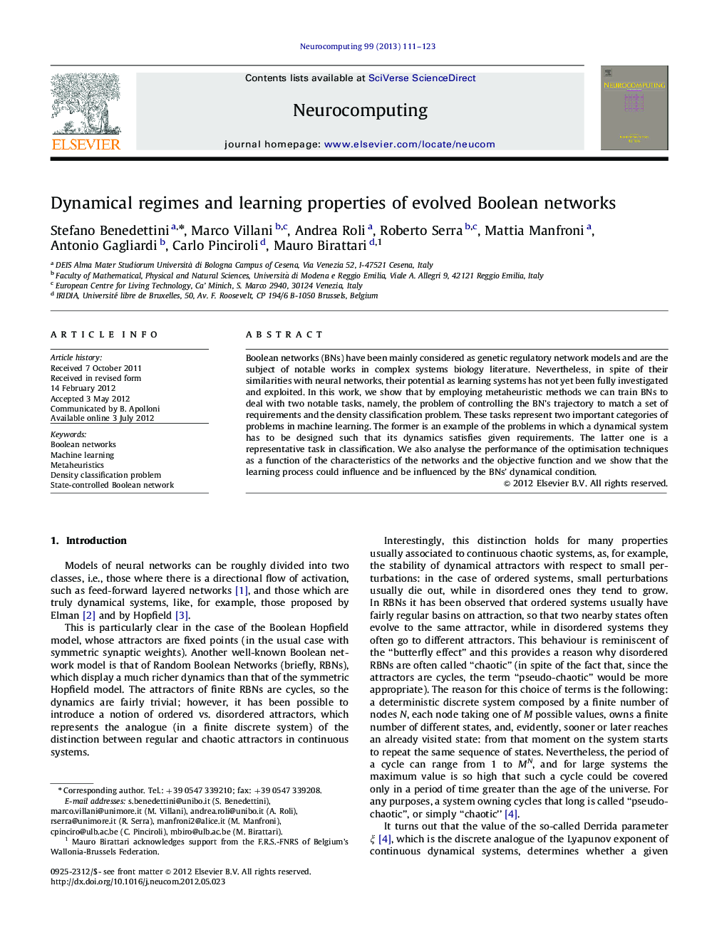 Dynamical regimes and learning properties of evolved Boolean networks