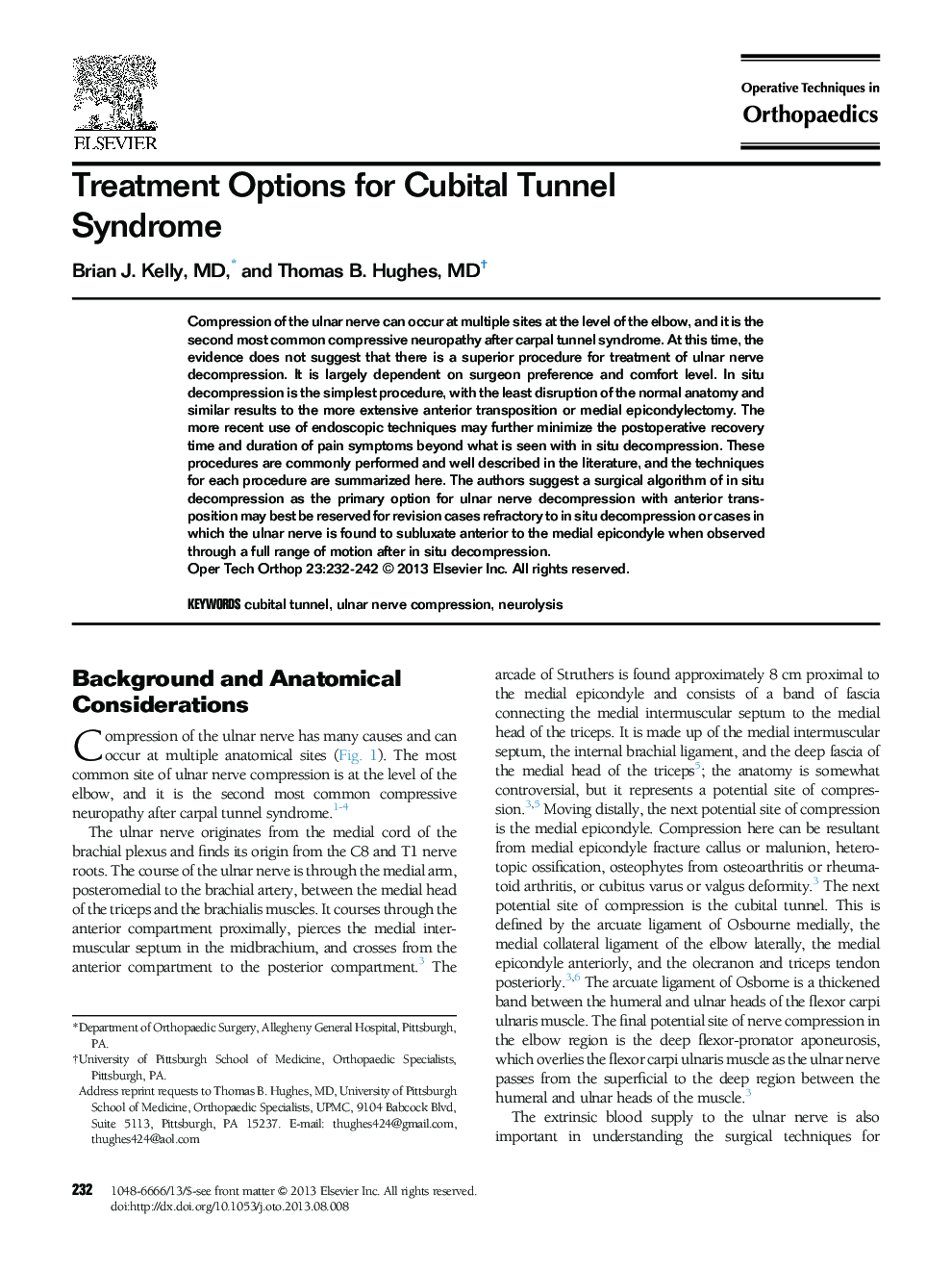 Treatment Options for Cubital Tunnel Syndrome