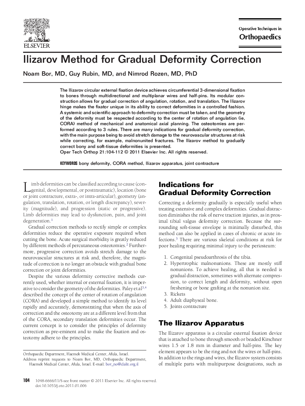 Ilizarov Method for Gradual Deformity Correction