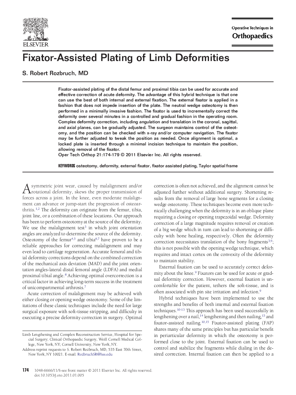 Fixator-Assisted Plating of Limb Deformities