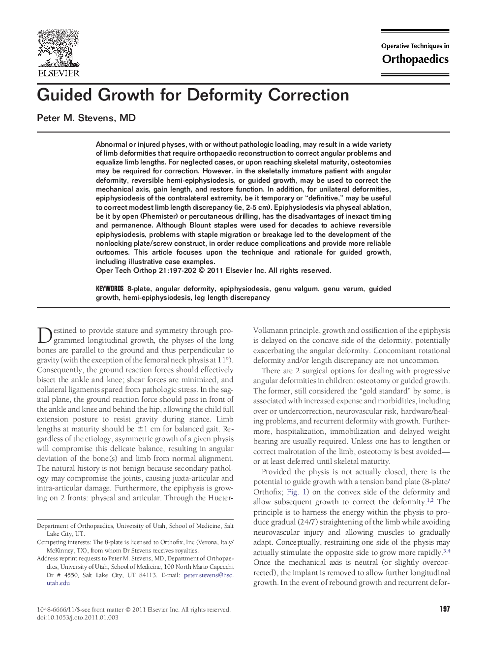 Guided Growth for Deformity Correction 