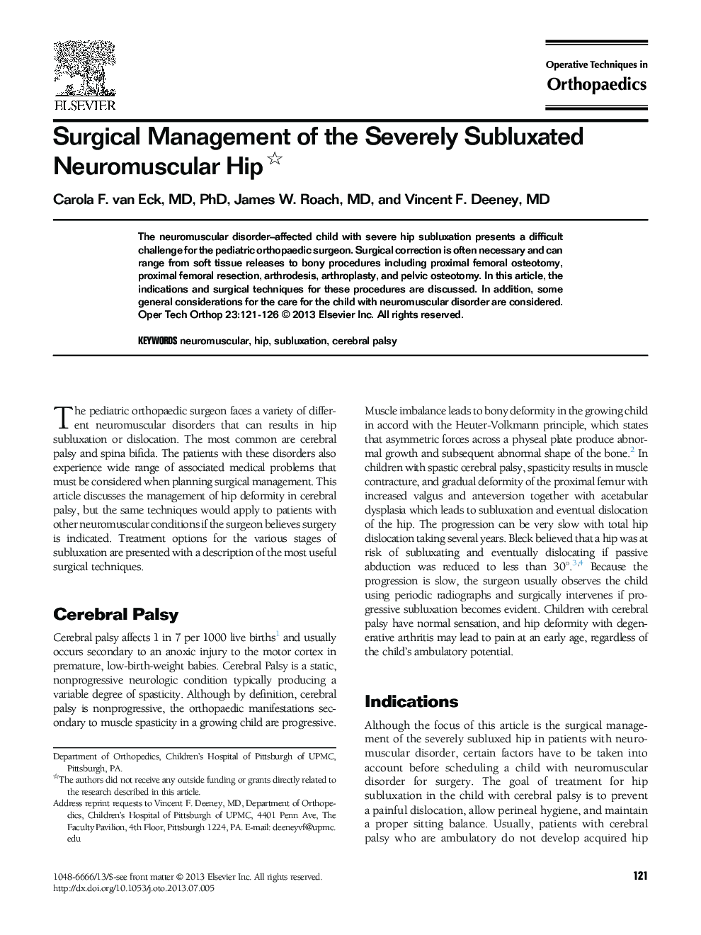 Surgical Management of the Severely Subluxated Neuromuscular Hip 