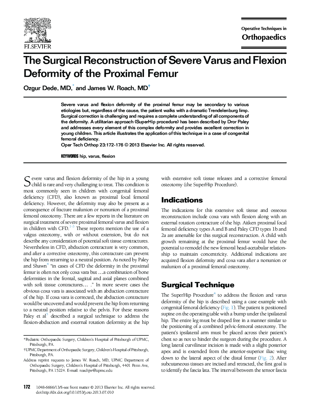 The Surgical Reconstruction of Severe Varus and Flexion Deformity of the Proximal Femur