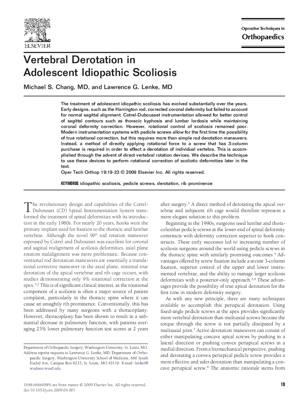 Vertebral Derotation in Adolescent Idiopathic Scoliosis