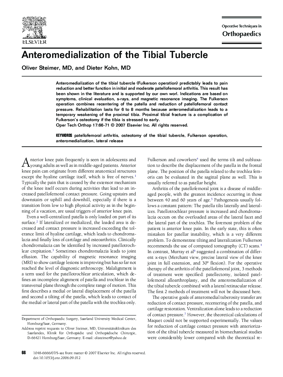 Anteromedialization of the Tibial Tubercle
