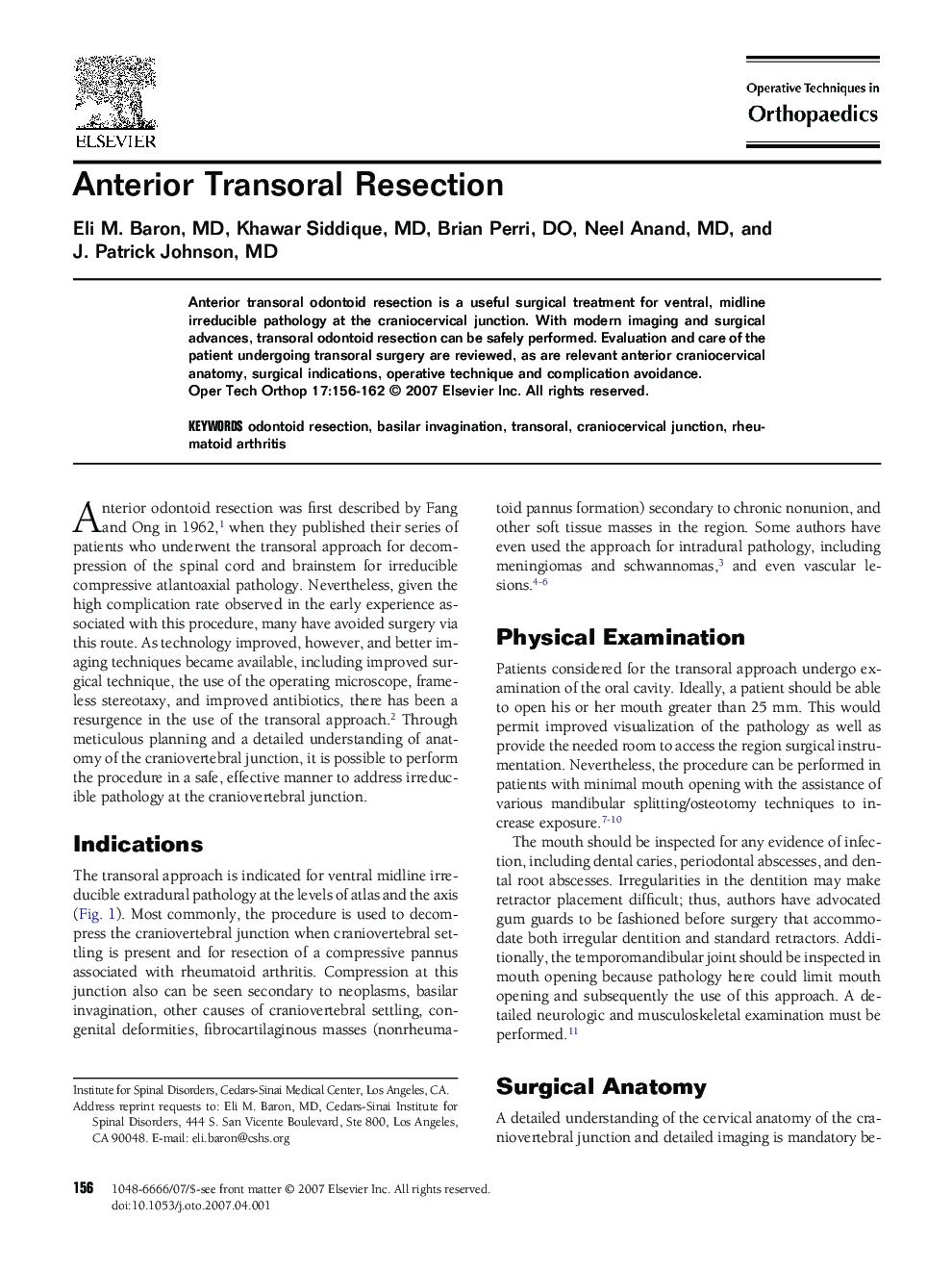 Anterior Transoral Resection