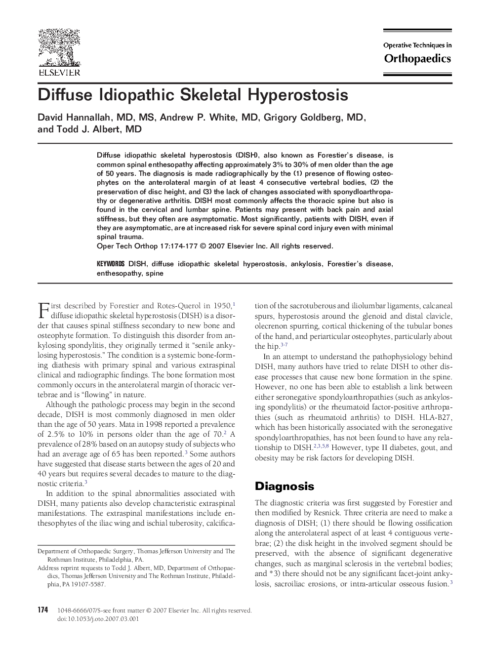 Diffuse Idiopathic Skeletal Hyperostosis