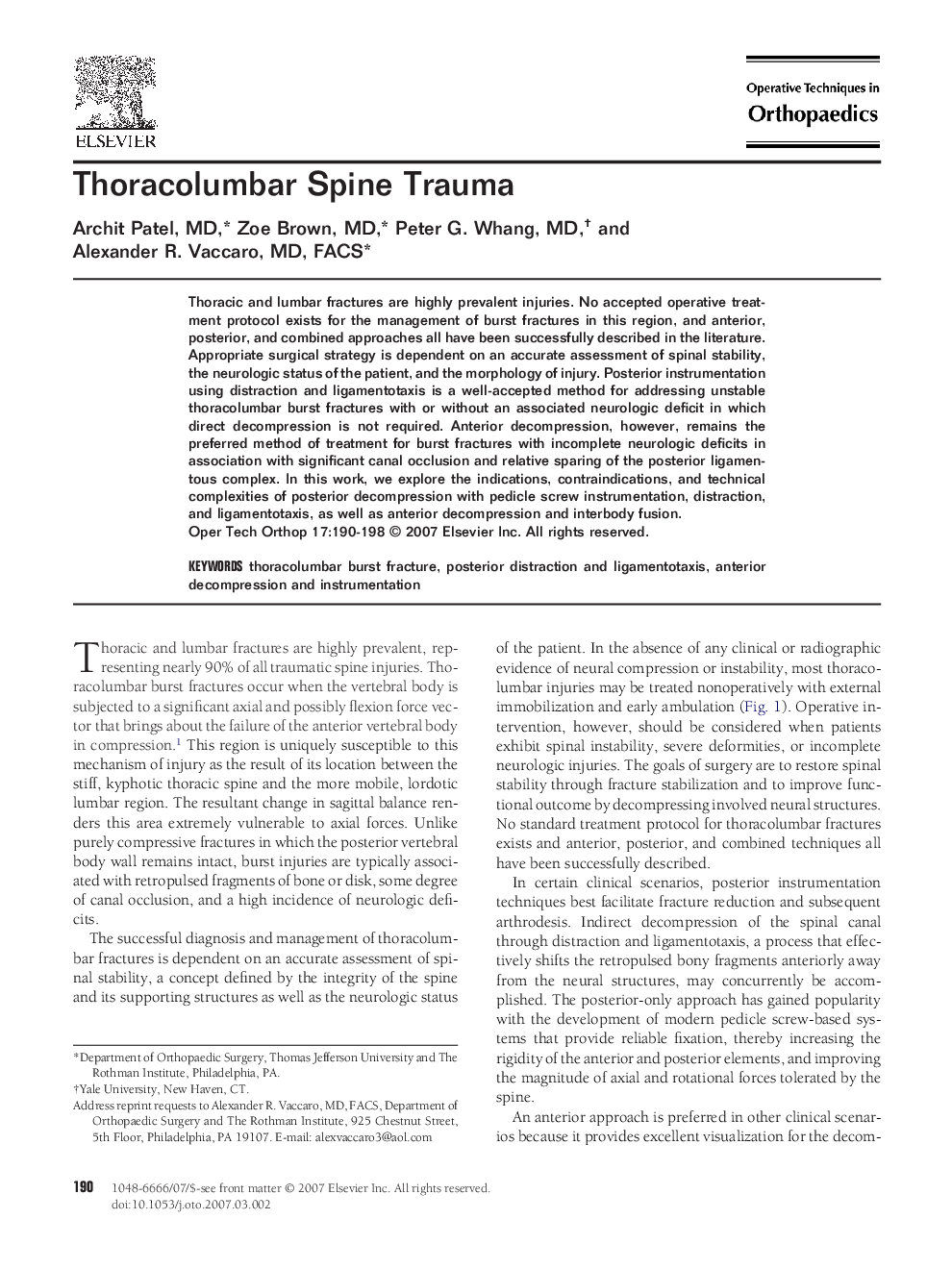 Thoracolumbar Spine Trauma