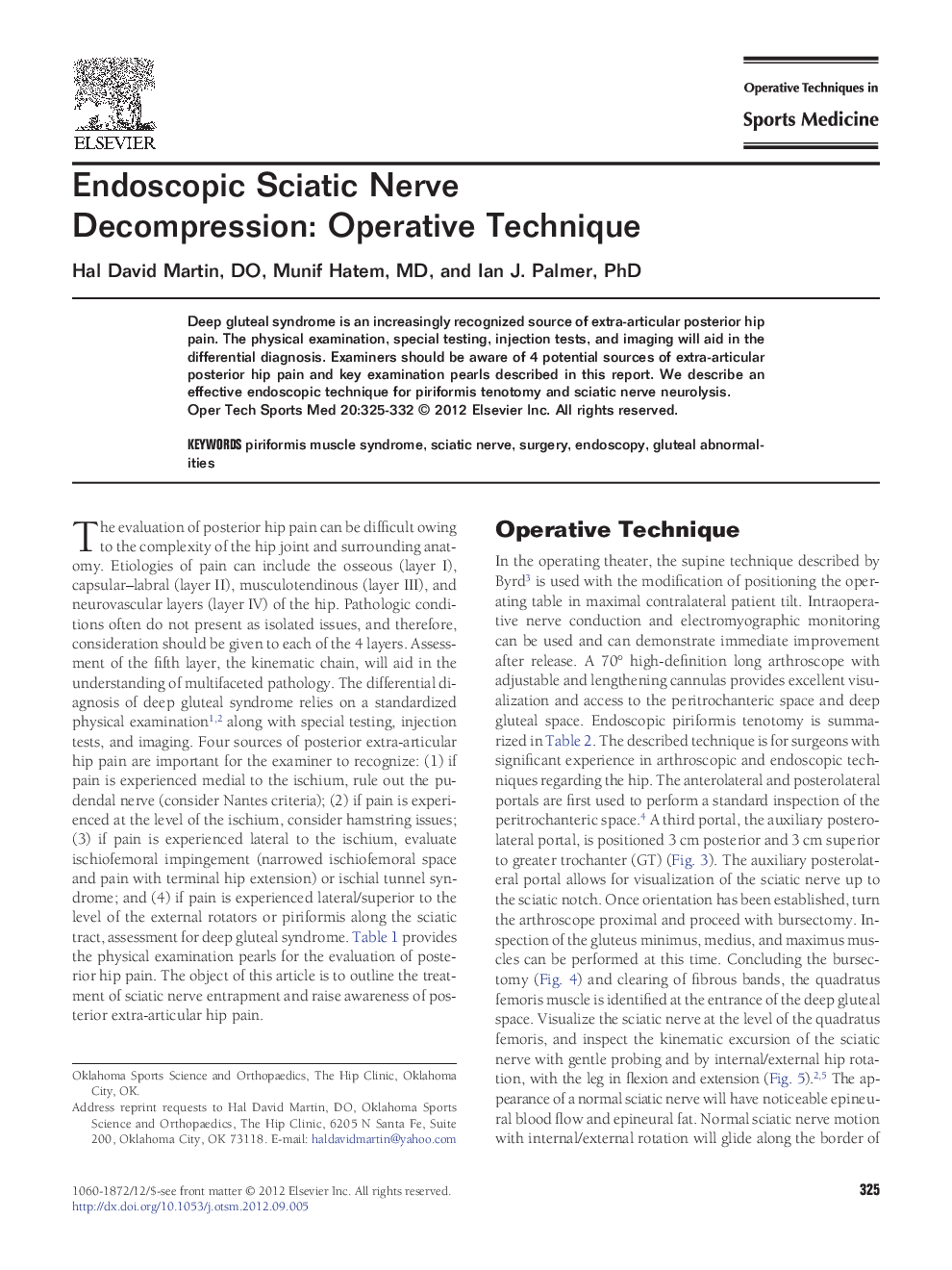 Endoscopic Sciatic Nerve Decompression: Operative Technique