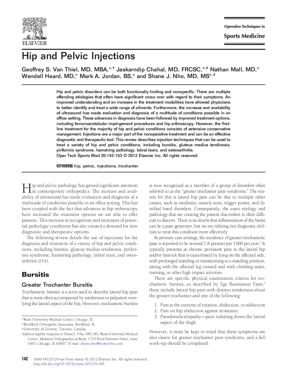 Hip and Pelvic Injections