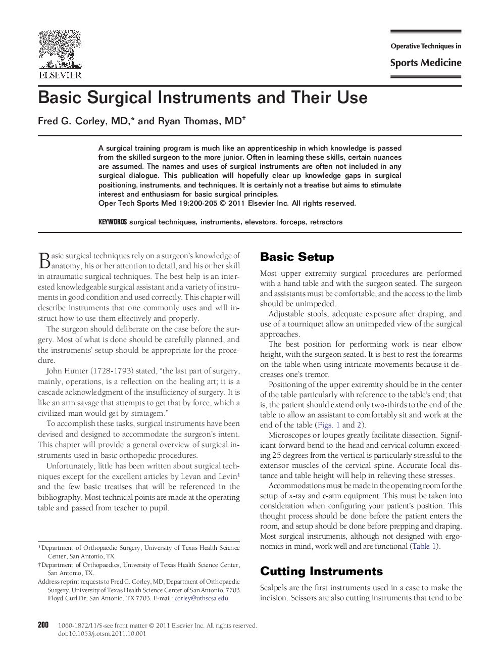 Basic Surgical Instruments and Their Use