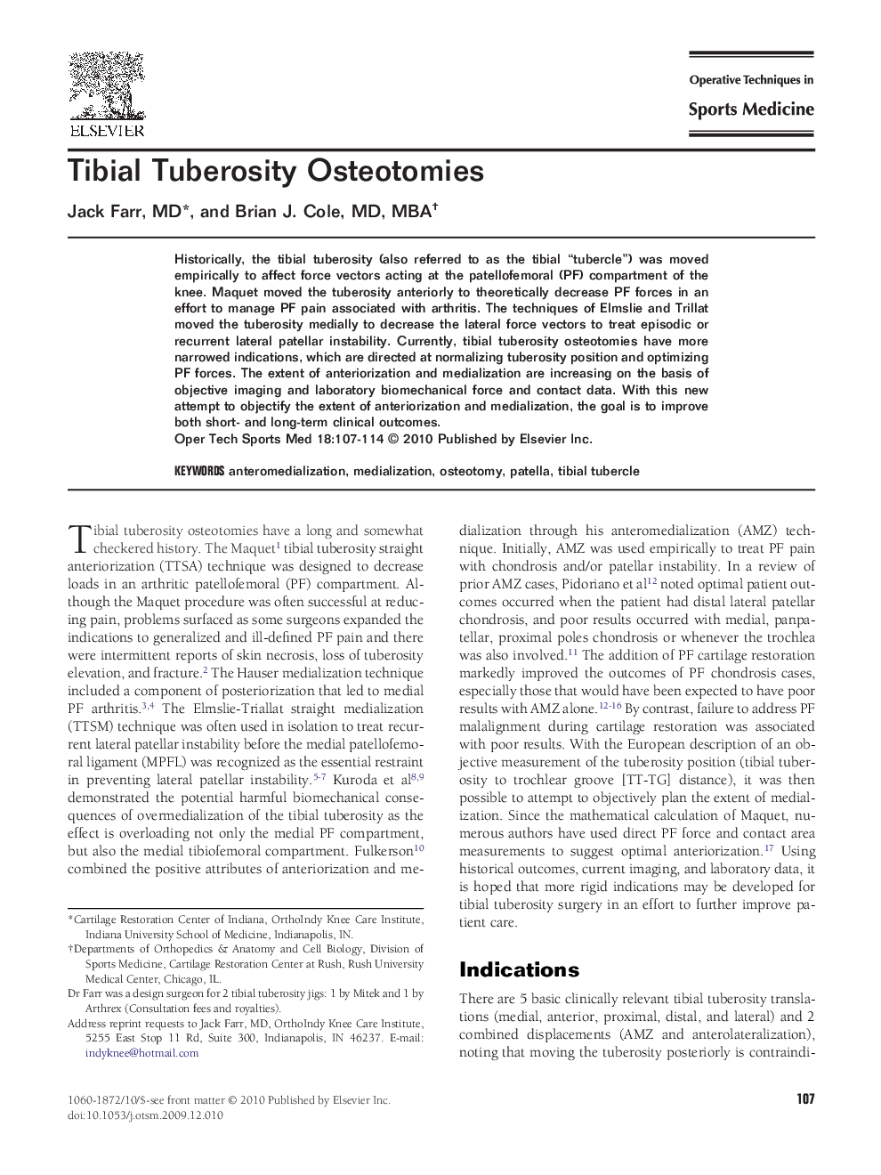 Tibial Tuberosity Osteotomies 