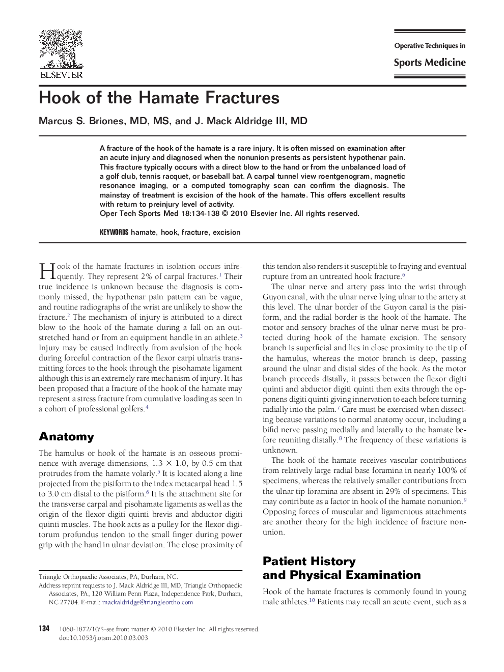 Hook of the Hamate Fractures