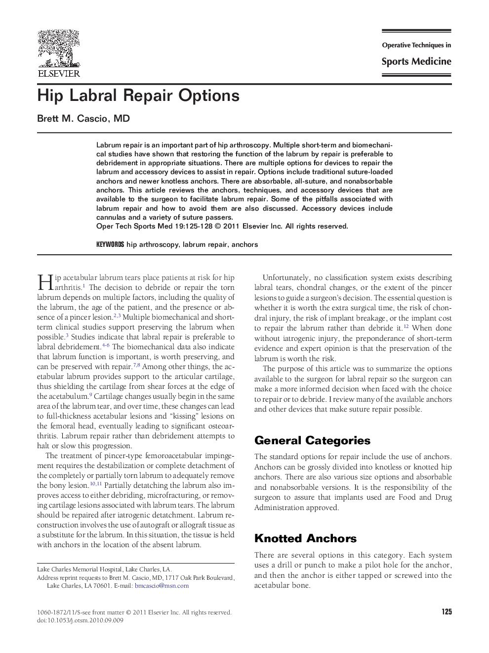 Hip Labral Repair Options