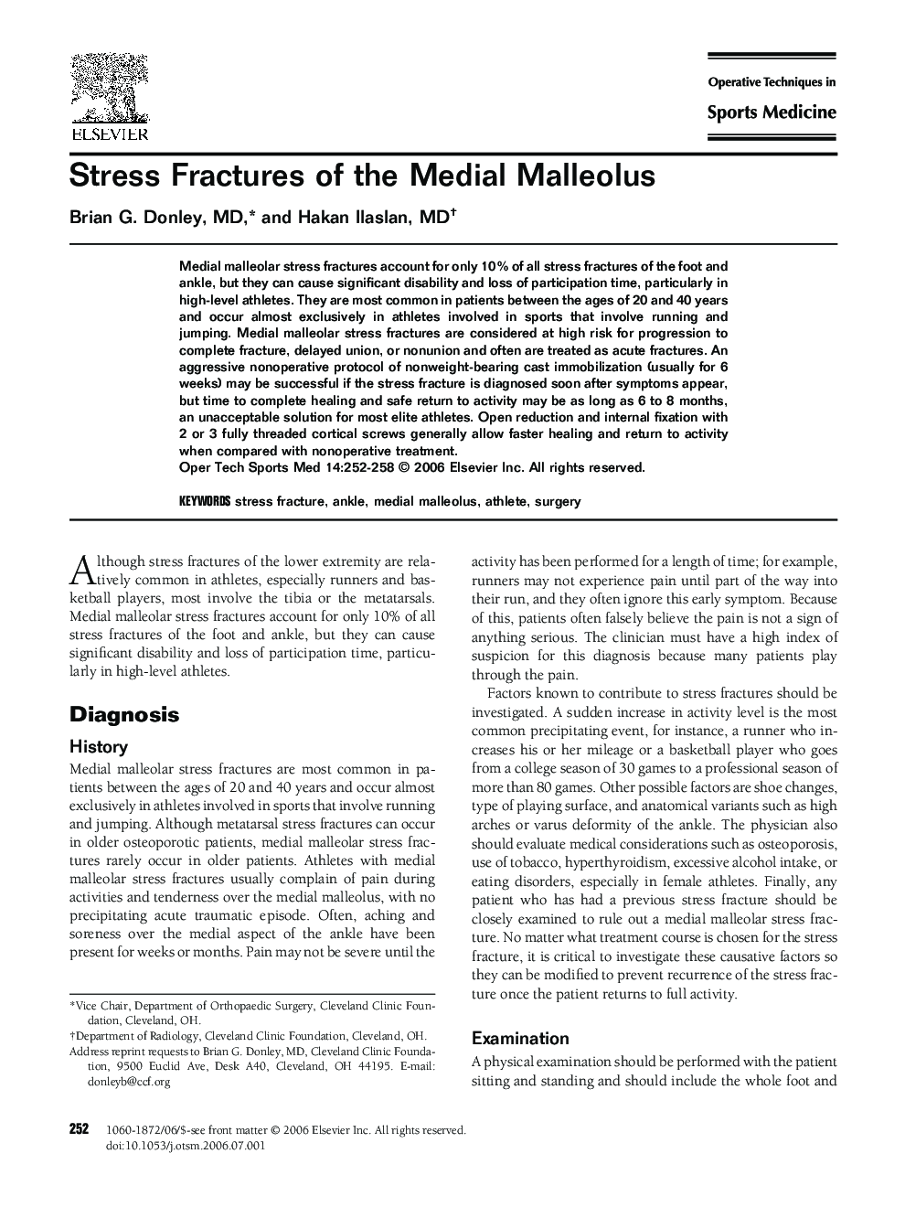 Stress Fractures of the Medial Malleolus