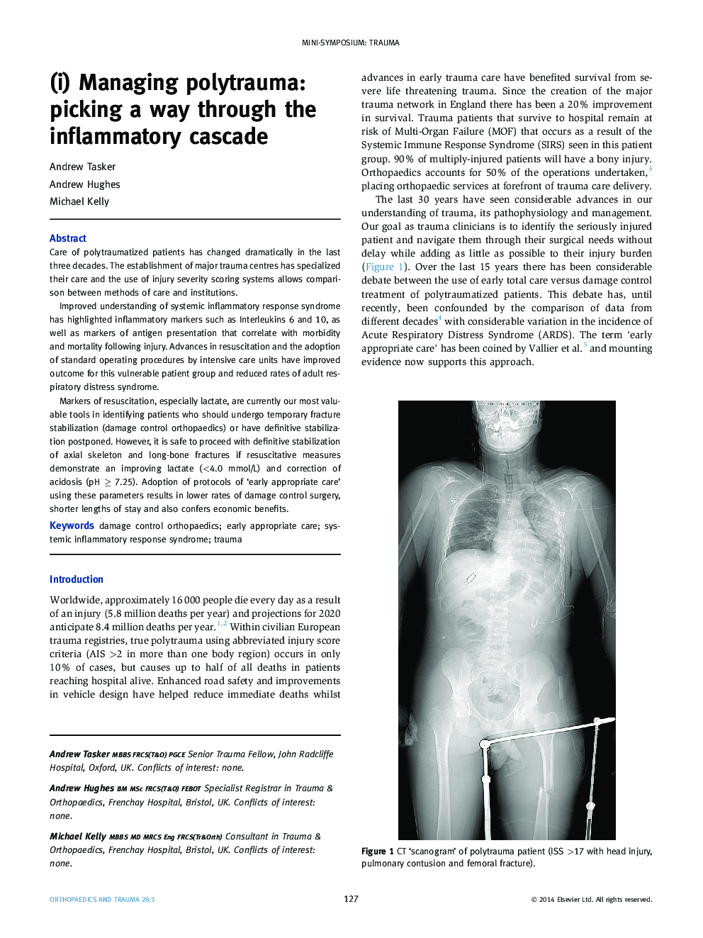 (i) Managing polytrauma: picking a way through the inflammatory cascade
