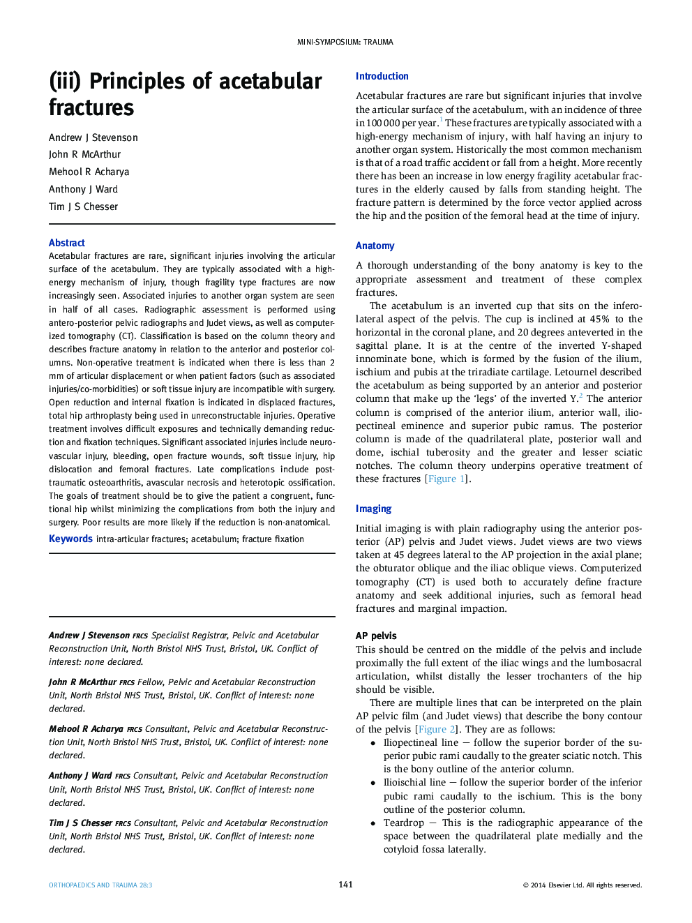 (iii) Principles of acetabular fractures