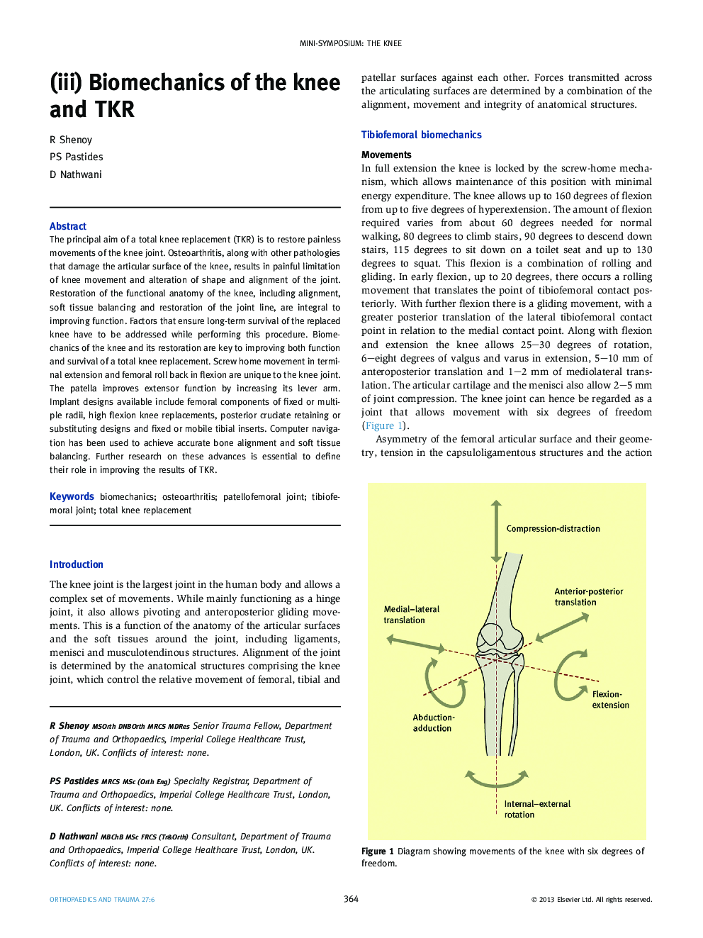 (iii) Biomechanics of the knee and TKR