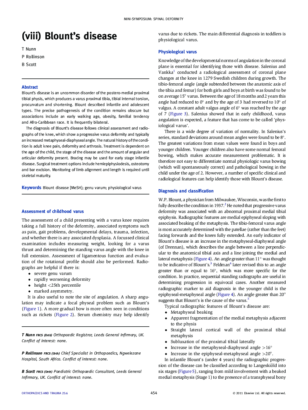 (viii) Blount’s disease