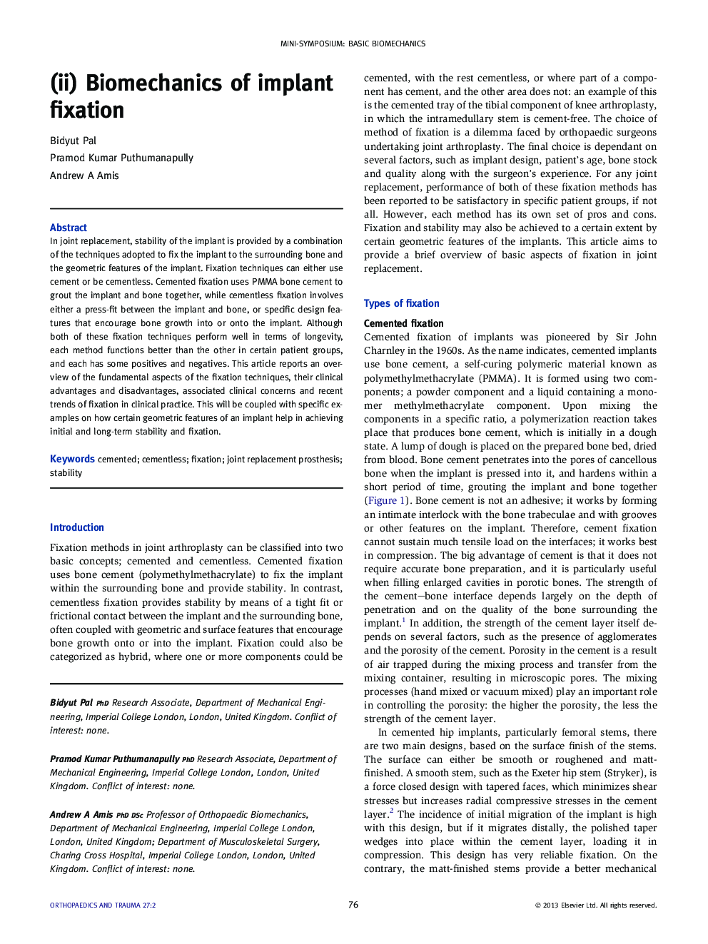 (ii) Biomechanics of implant fixation