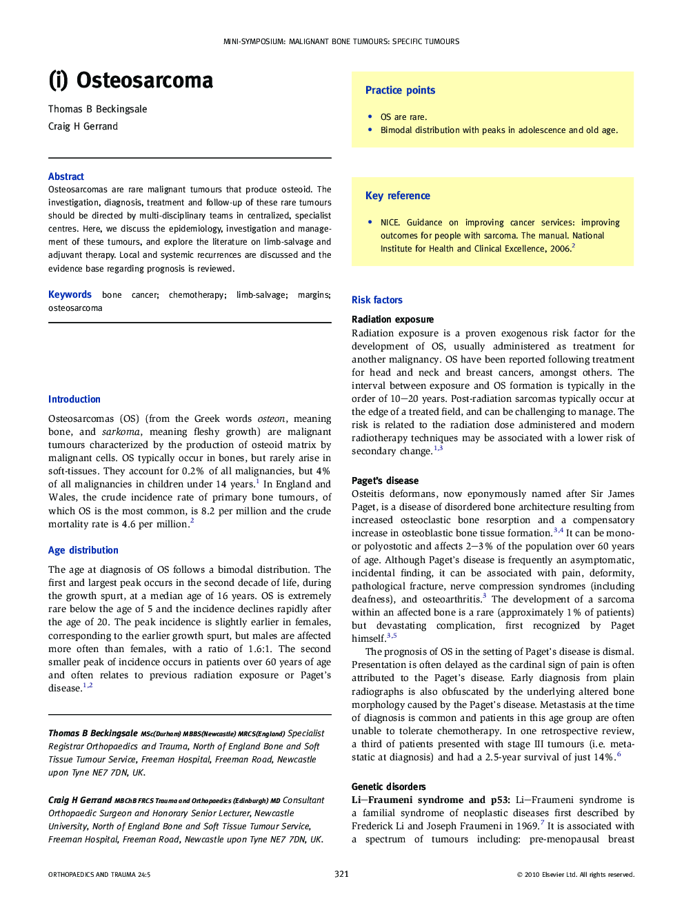 (i) Osteosarcoma