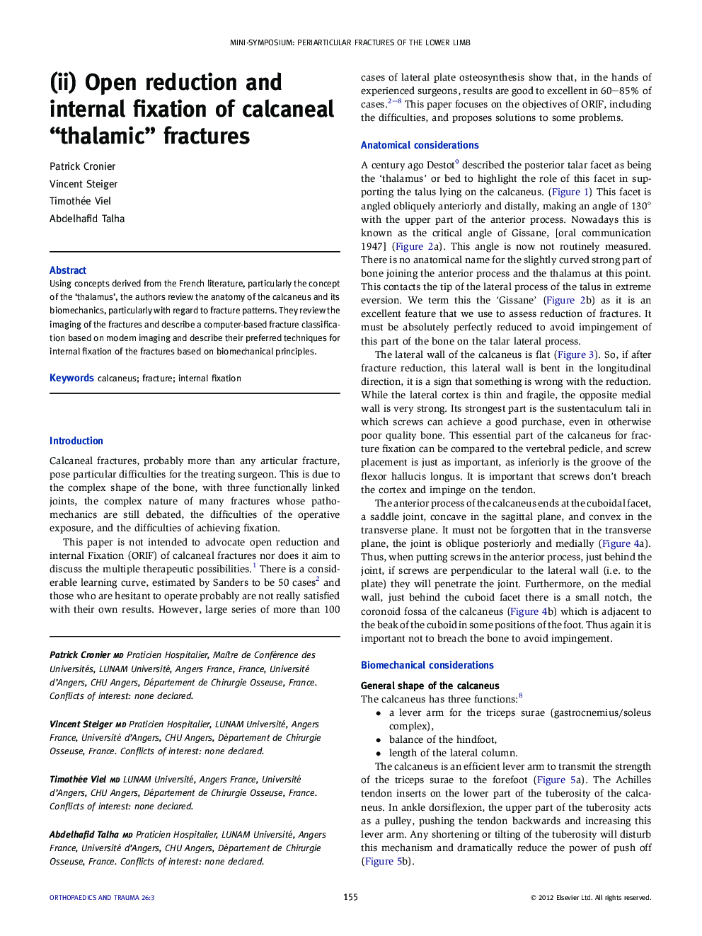 (ii) Open reduction and internal fixation of calcaneal “thalamic” fractures