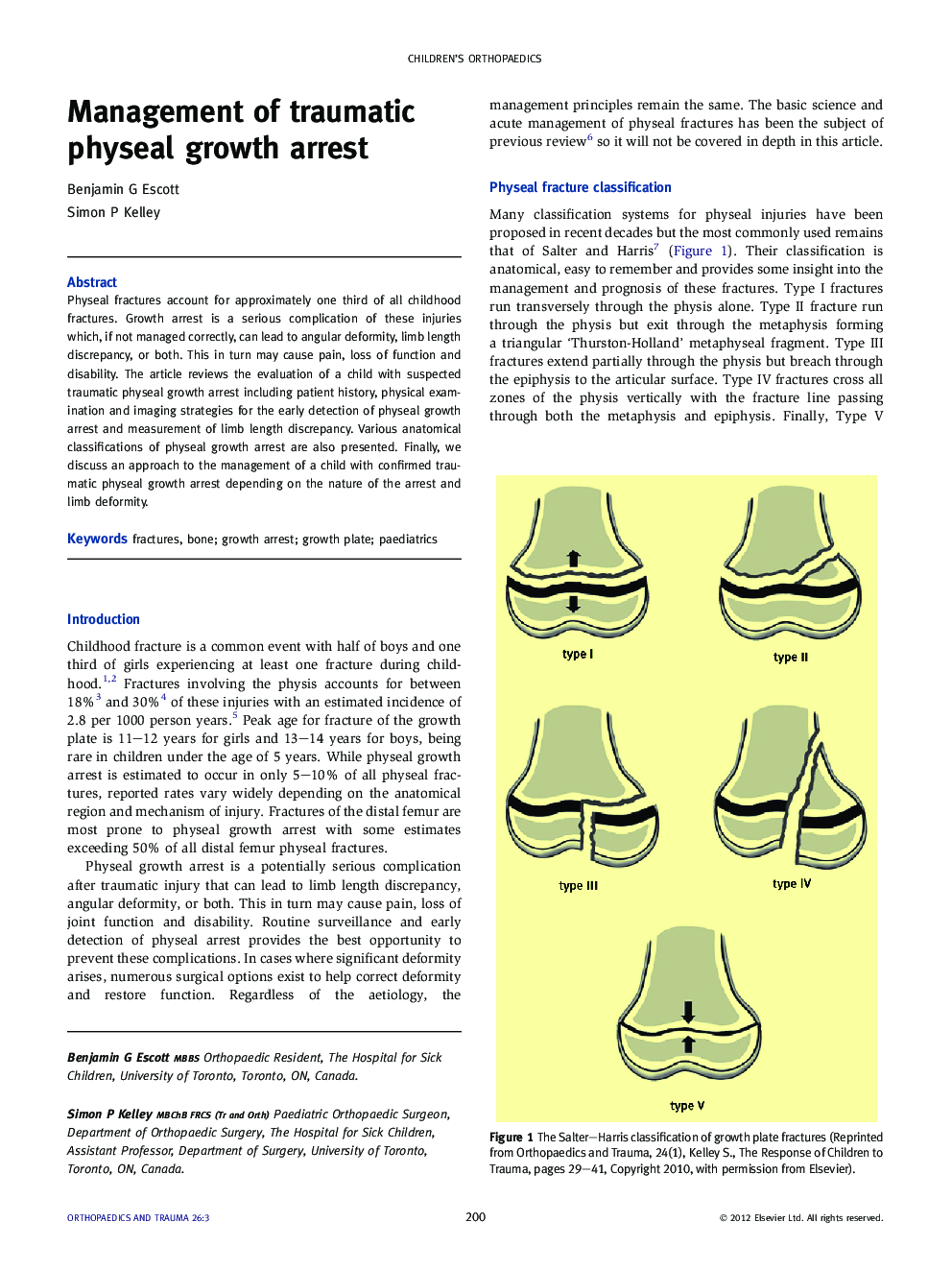 Management of traumatic physeal growth arrest