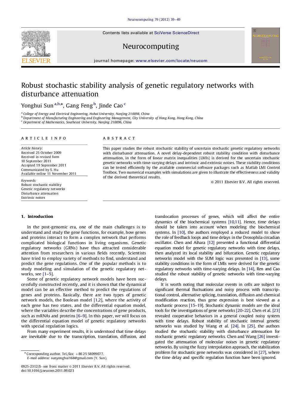 Robust stochastic stability analysis of genetic regulatory networks with disturbance attenuation