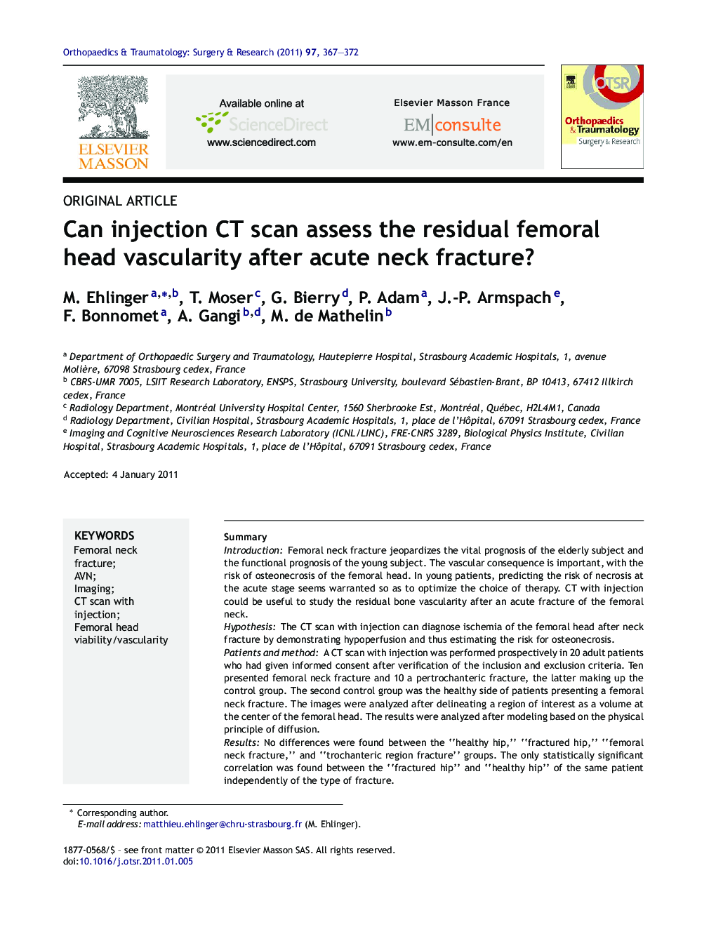 Can injection CT scan assess the residual femoral head vascularity after acute neck fracture?
