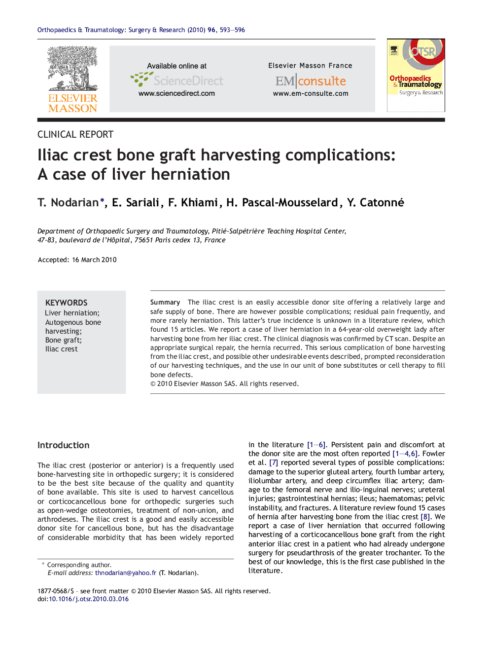 Iliac crest bone graft harvesting complications: A case of liver herniation