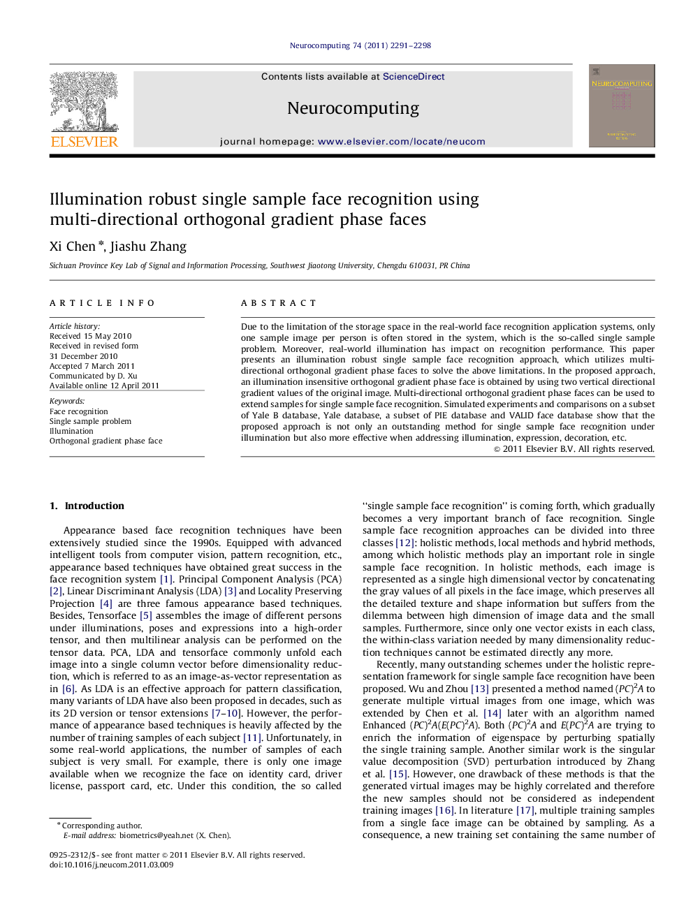 Illumination robust single sample face recognition using multi-directional orthogonal gradient phase faces