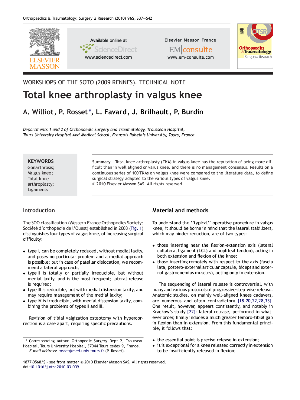 Total knee arthroplasty in valgus knee